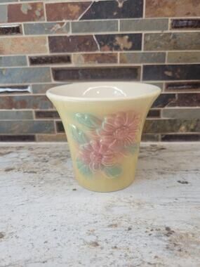 Vintage Hull Pottery Sunglow Planter Yellow Pink Floral Ceramic Vase 1950s USA